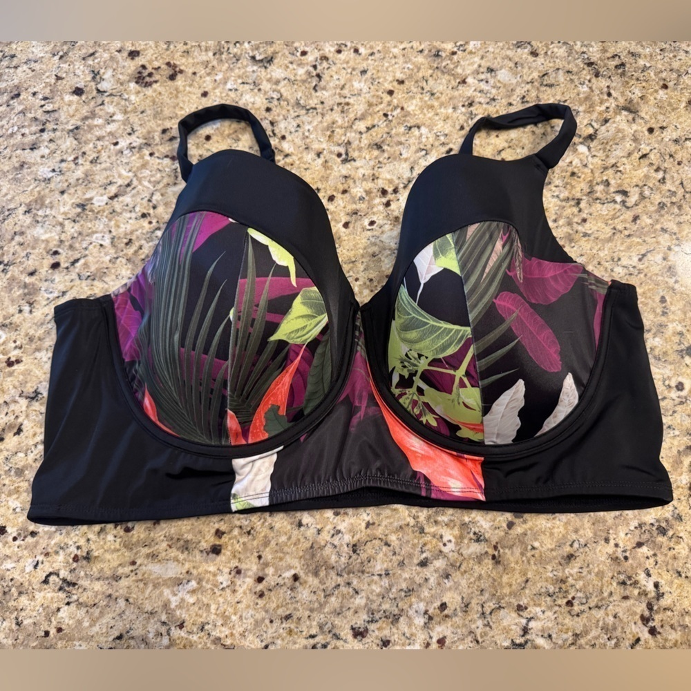 Cacique Swim Floral Bikini Top 46DDD / 46F NWOT